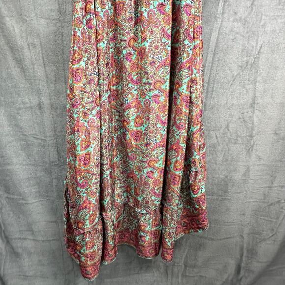 Zury Dress Womens One Size Pink Floral Silk Ruffle Hi Low Cottage Peasant Boho - Picture 6 of 12